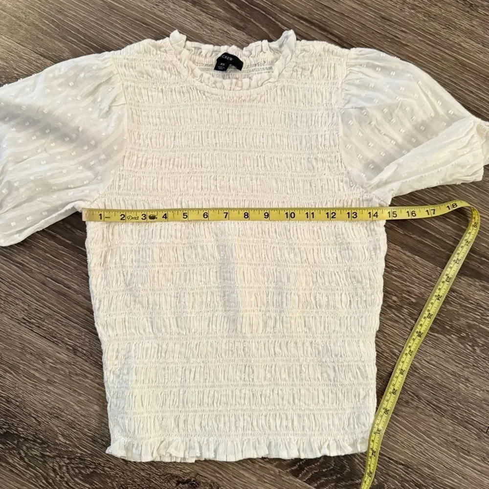 J. Crew Puff-sleeve textured voile smocked top